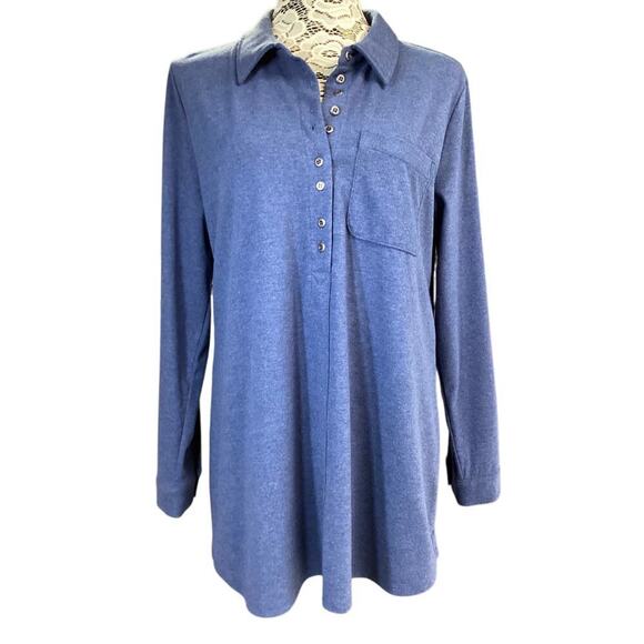 Soft sorrounding easy tunic long sleeve top sz L blue heather - Picture 2 of 6